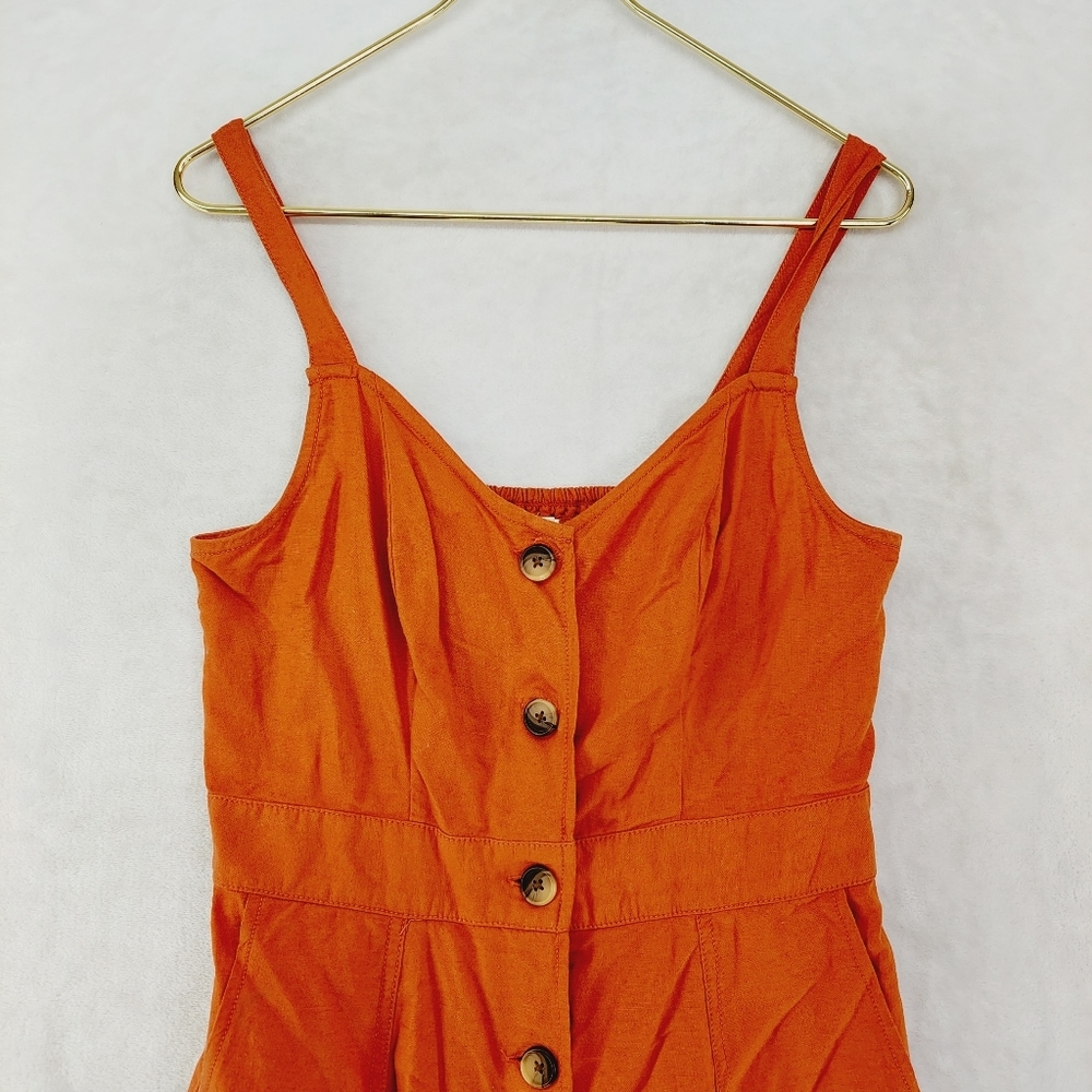 A.N.A. New Approach Rust Orange Button Down Linen… - image 4